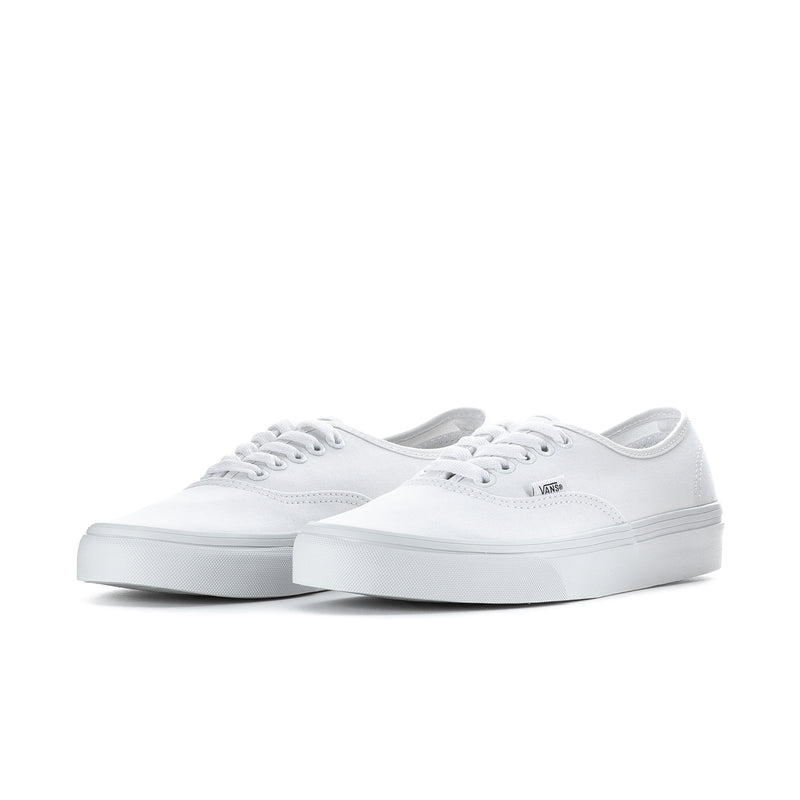 Men's white Vans Authentic low-top sneakers, front view with toe caps