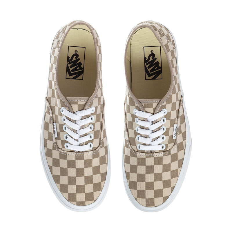 Checkerboard canvas sneakers with lace-up front and branded tongue