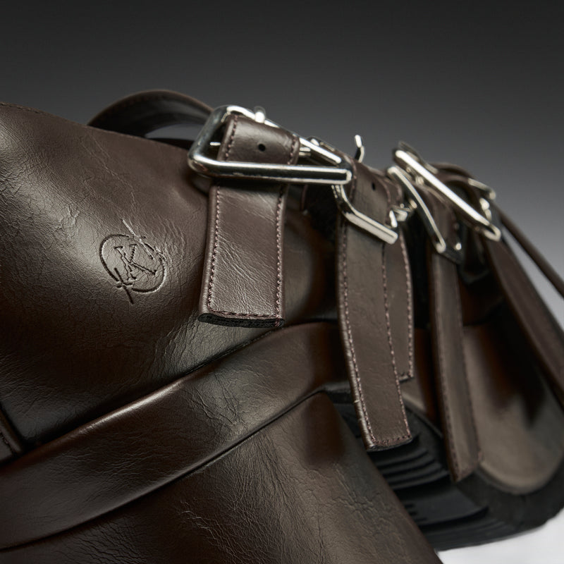 Avalon Strappy Heeled Shoes- Acorn - Back - Detail