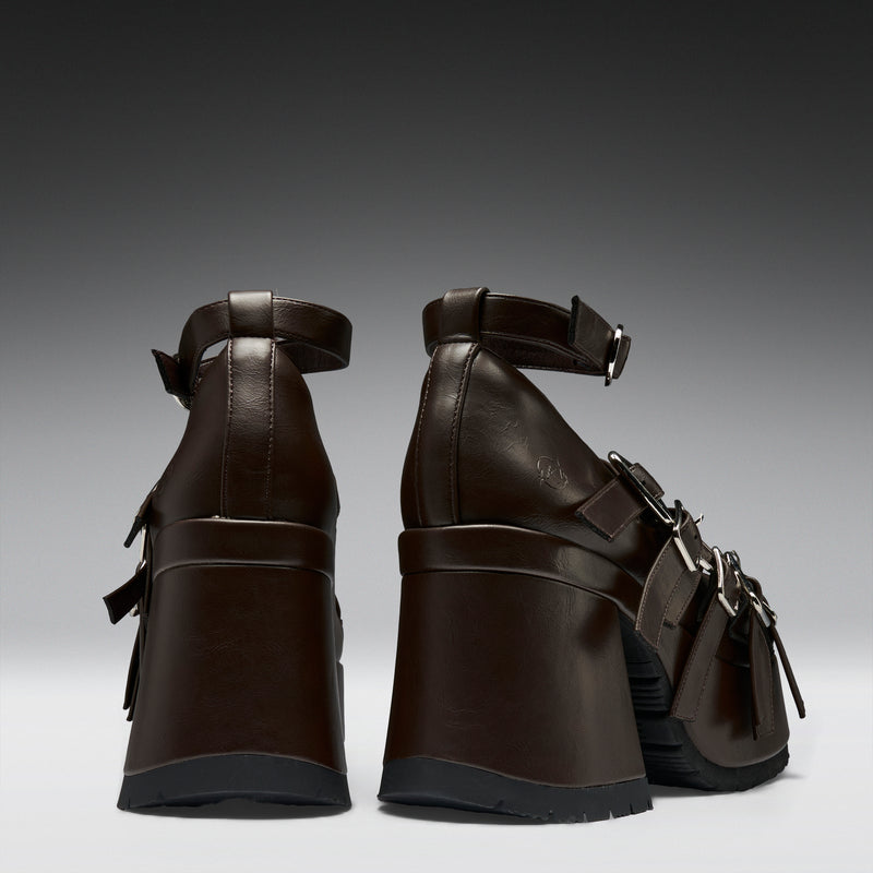 Avalon Strappy Heeled Shoes- Acorn - Back View