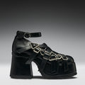 Avalon Strappy Heeled Shoes- Ebony - Right View