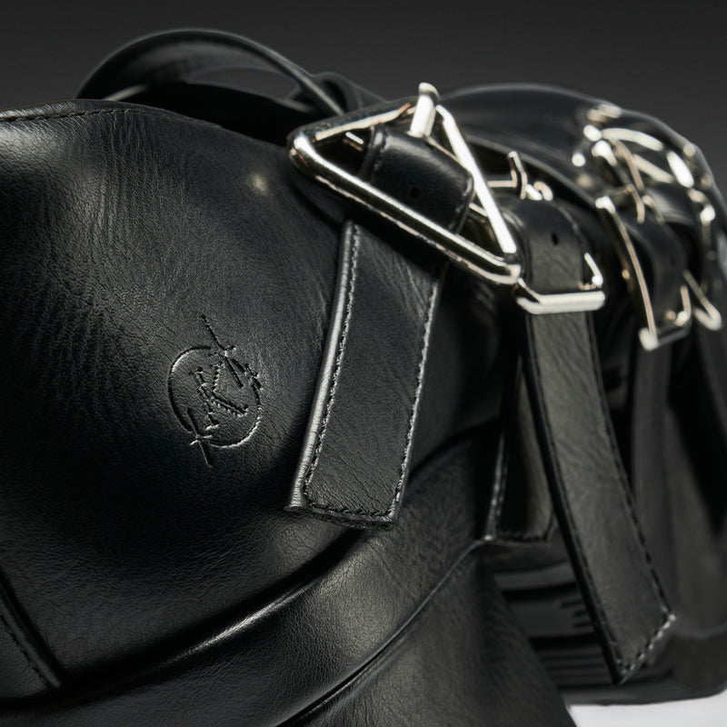 Avalon Strappy Heeled Shoes- Ebony - Back - Detail