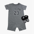 Baby/Toddler Jordan 23 Romper & Bootie Set 0-6M (2Piece Set) "Carbon Grey Black"