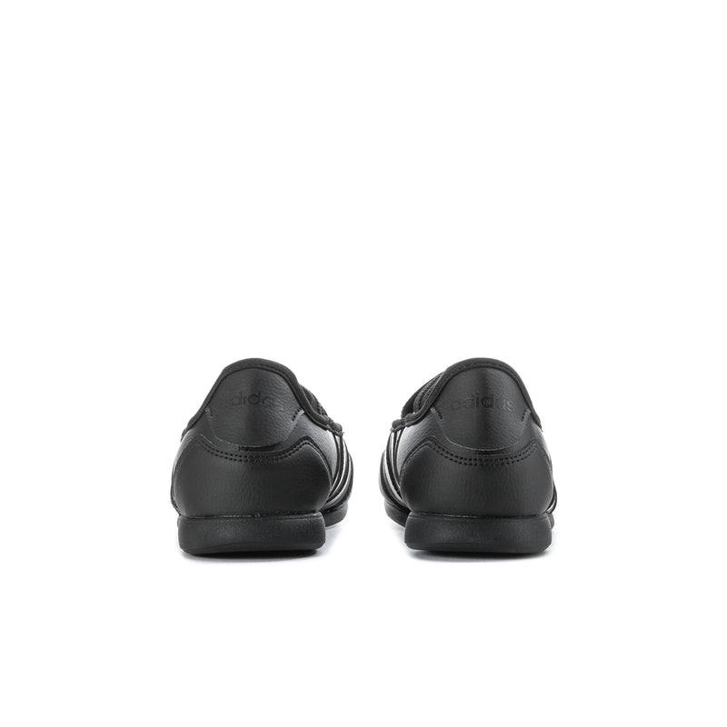 Youth Mary Jane flats, black back view with cushioned heel and strap