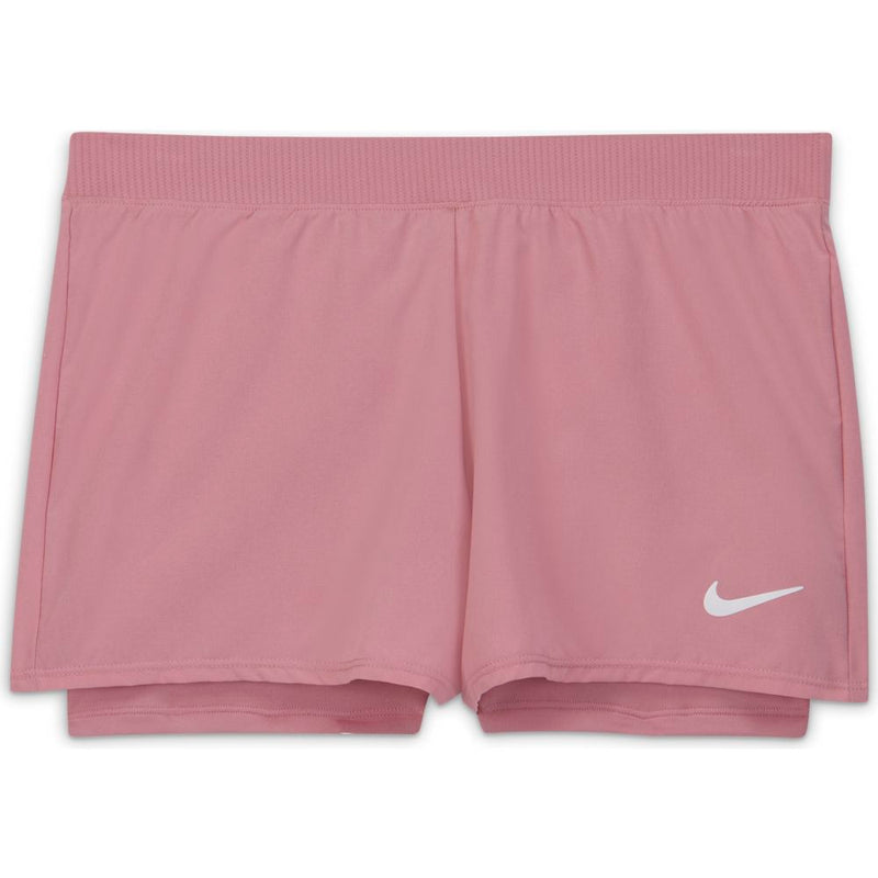Big Kids' (Girls') Court Dri-FIT Victory Tennis Shorts in Elemental Pink/Elemental Pink/White