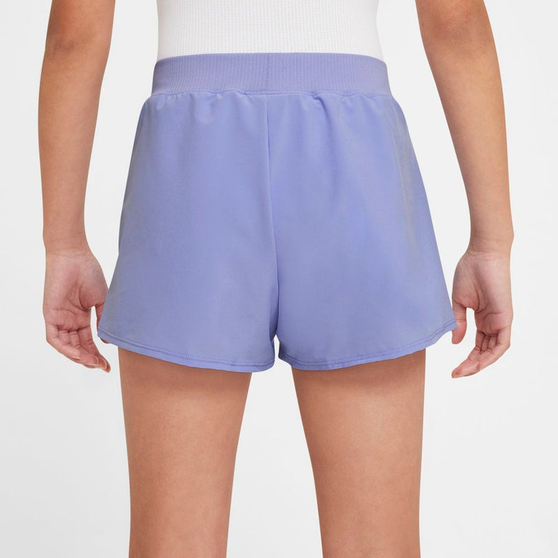 Big Kids' (Girls') Court Dri-FIT Victory Tennis Shorts in Light Thistle/White