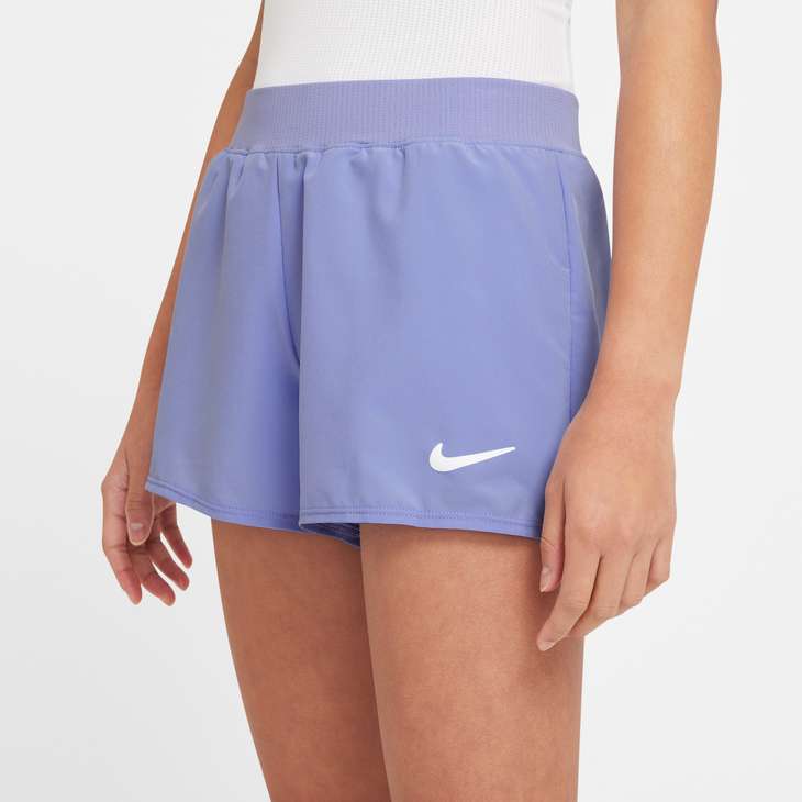 Big Kids' (Girls') Court Dri-FIT Victory Tennis Shorts in Light Thistle/White