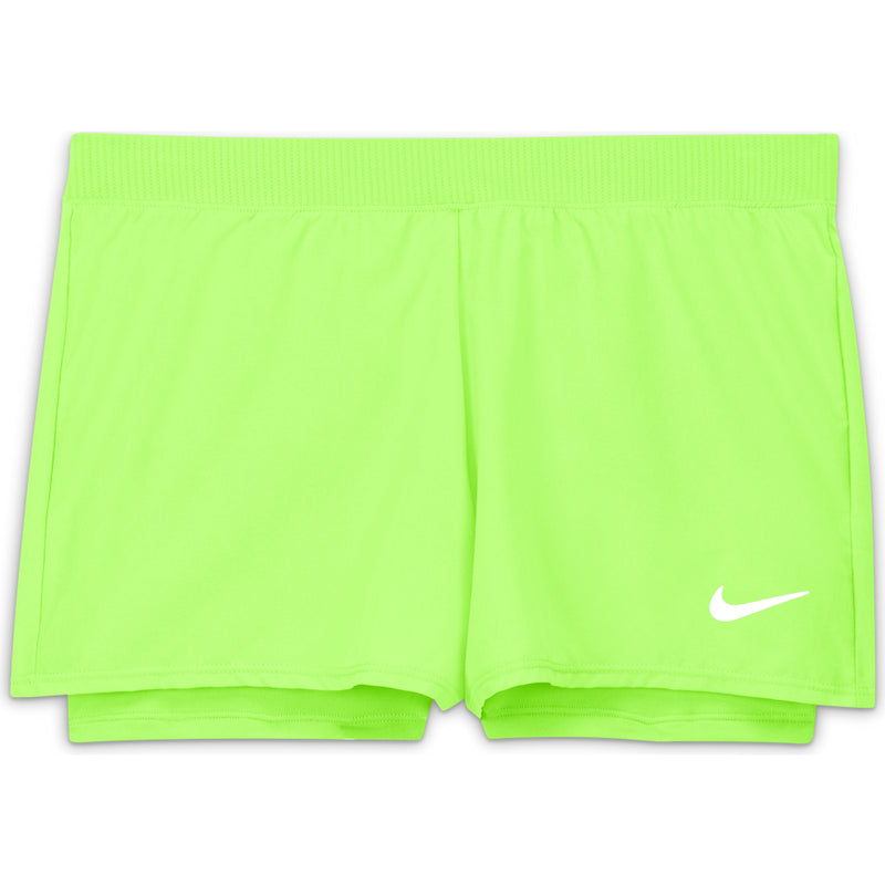 Big Kids' (Girls') Court Dri-FIT Victory Tennis Shorts in Lime Glow/Lime Glow/(White)