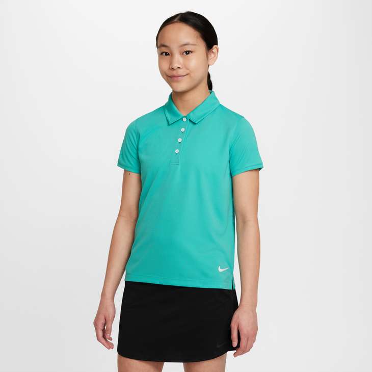 Big Kids' (Girls') Dri-FIT Victory Golf Polo in Washed Teal/White