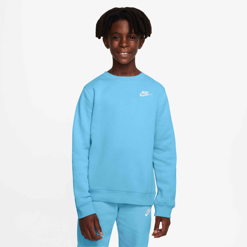 Big Kids' Sportswear Club Fleece Sweatshirt in Aquarius Blue/White