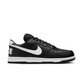 Men's black low-top sneakers with white Swoosh and white midsole