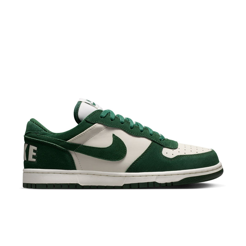 Men's Nike low-top sneakers in dark green and cream, lace-up with Swoosh logo