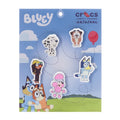 Bluey 5-pack Jibbitz shoe charms display card with five cartoon character designs