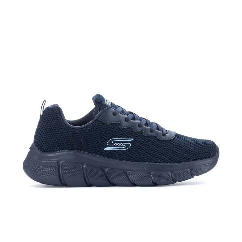 Men's BOBS by Skechers navy knit lace-up sneakers with cushioned rubber sole