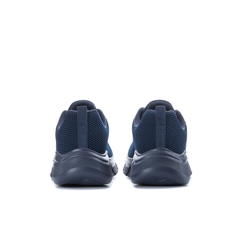 Men's navy sneakers, rear heel with pull tab and cushioned back