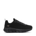 Women's black knit lace-up sneakers with cushioned rubber sole