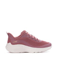 Rose knit lace-up women's sneakers with white cushioned sole