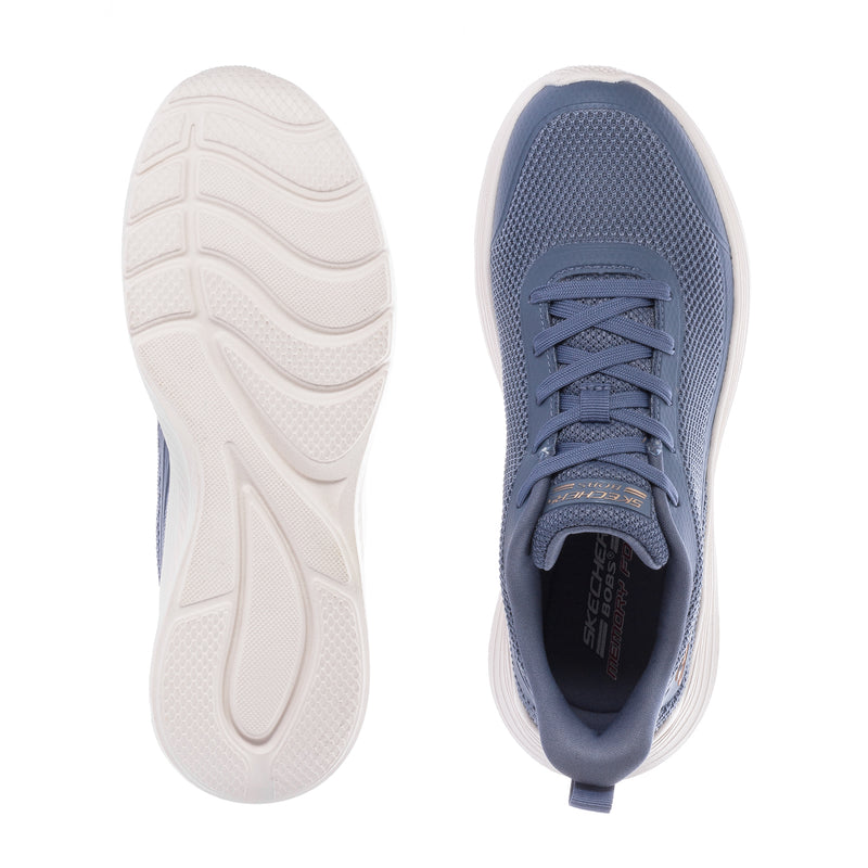 Slate women's sneakers, outsole tread and side view with white sole