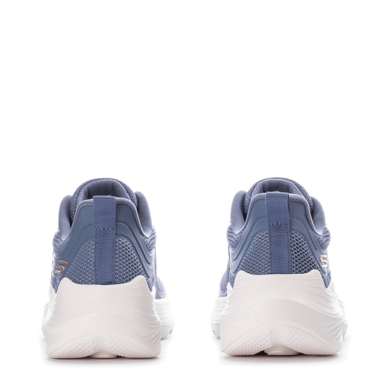 Slate women's sneakers, back view with padded collar and white cushioned heel
