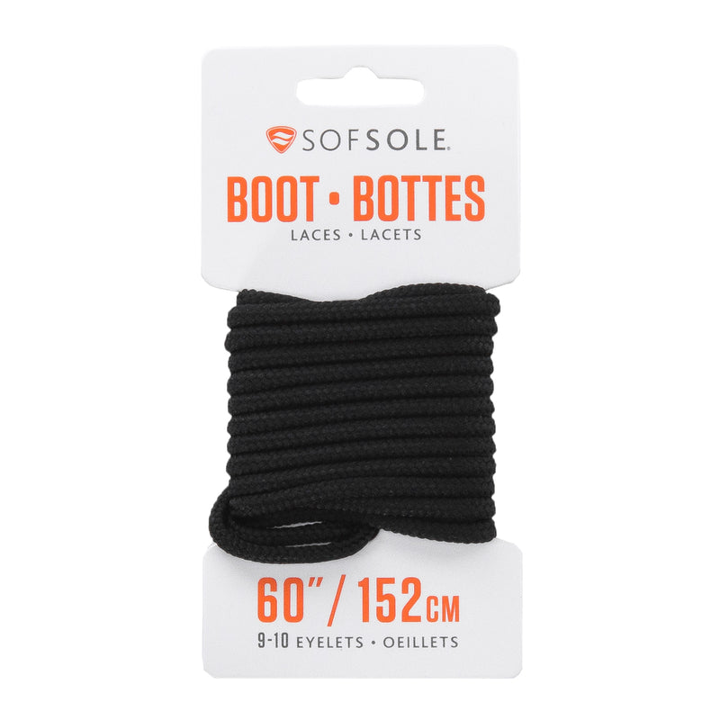 60-inch black boot laces with eyelets and tips