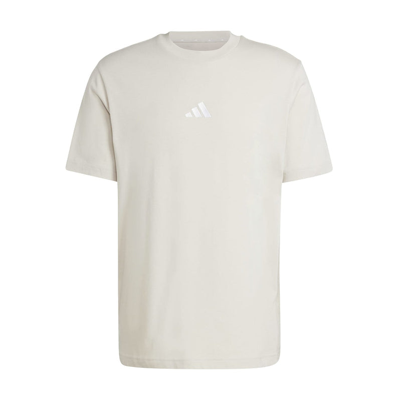 Men's light beige logo T-shirt with crew neck and short sleeves