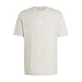 Men's light beige logo T-shirt with crew neck and short sleeves