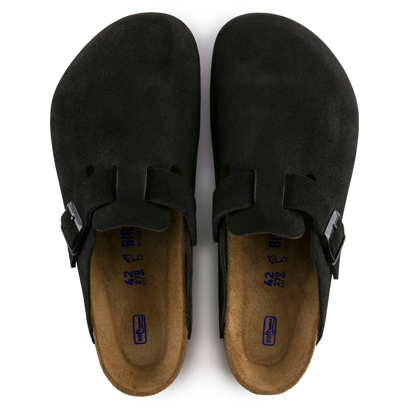 Boston Soft Footbed Suede Clog - Black