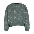Youth crewneck sweatshirt in vintage green with white speckle print and Nike logo