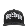 Black baseball cap with white Boyle Heights graphic front