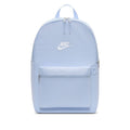 Light blue Nike backpack with top handle and front zip pocket