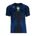 Men's Brazil away soccer jersey in royal blue and black with gold trim and chest crest