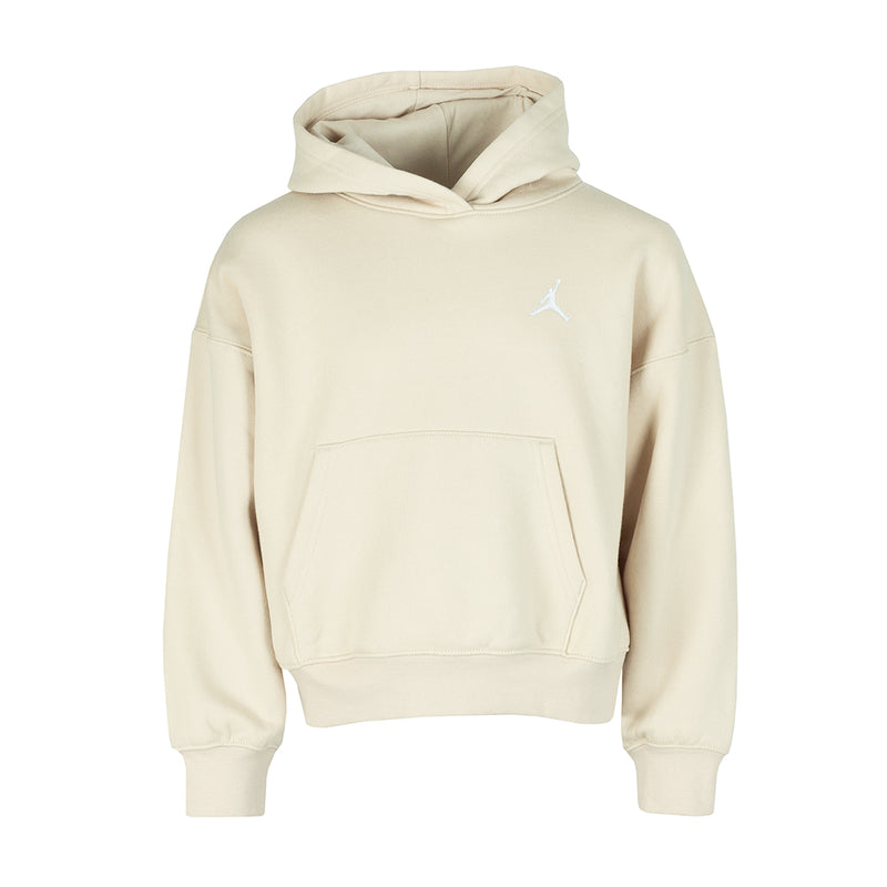 Youth pullover hoodie in light brown with front kangaroo pocket and small logo