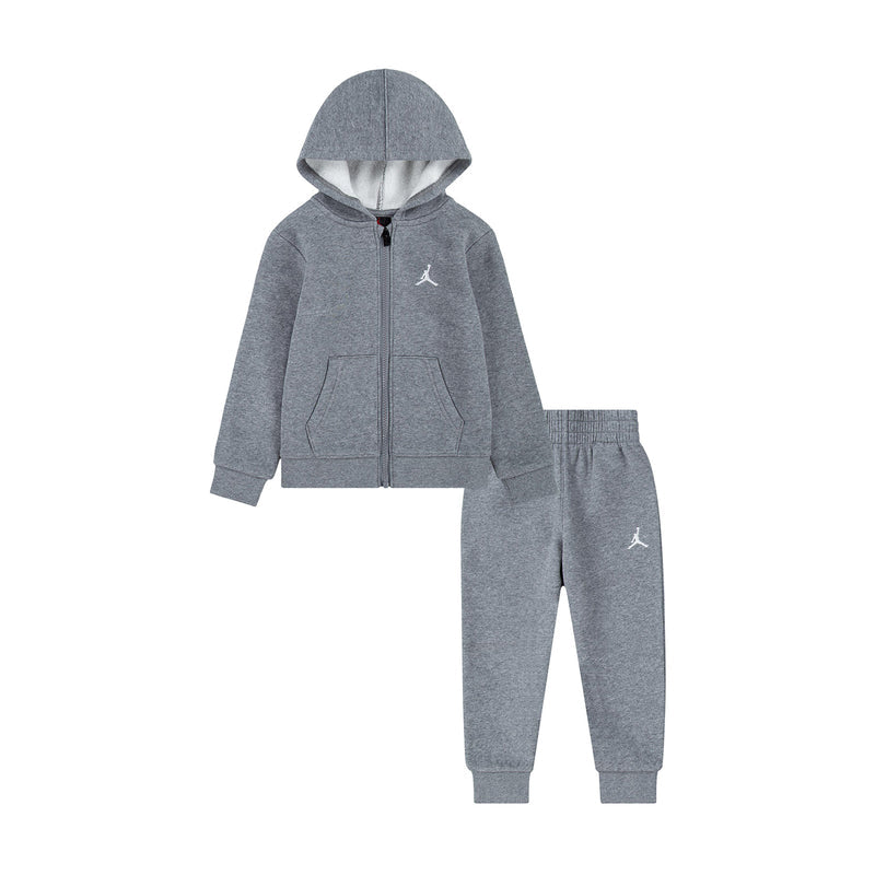 Toddler heather gray fleece zip hoodie and jogger set with Jordan logo
