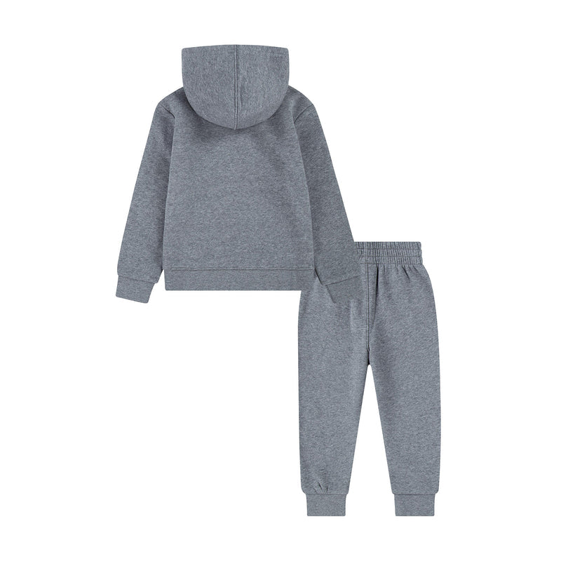 Toddler heather gray fleece zip hoodie and jogger set, Jordan logo on back