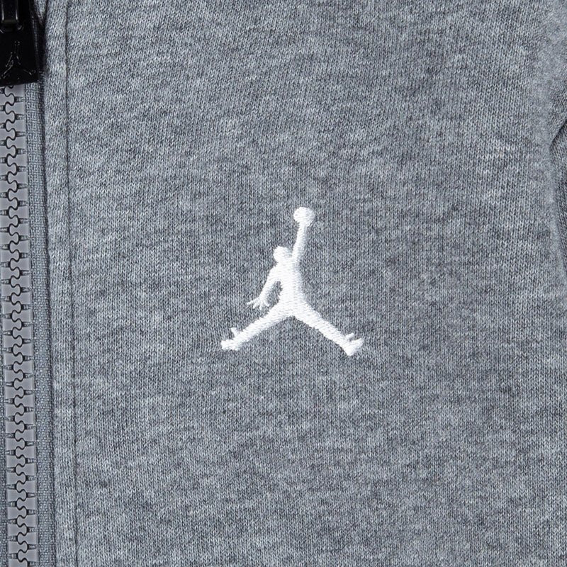 Heather gray fleece zip hoodie with white Jordan Jumpman logo detail