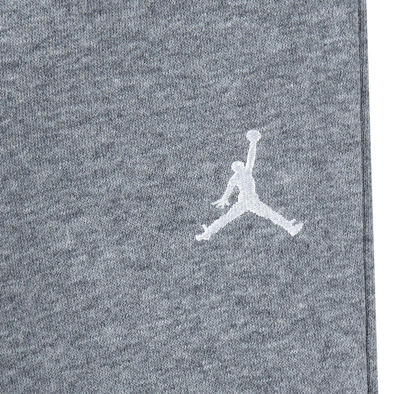Heather gray fleece jogger with white Jordan Jumpman logo detail