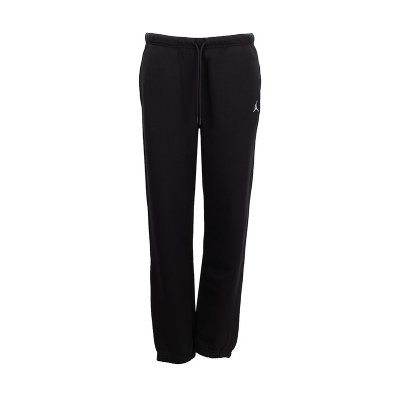 Women's black fleece sweatpants with elastic waist, drawstring, and ankle cuffs