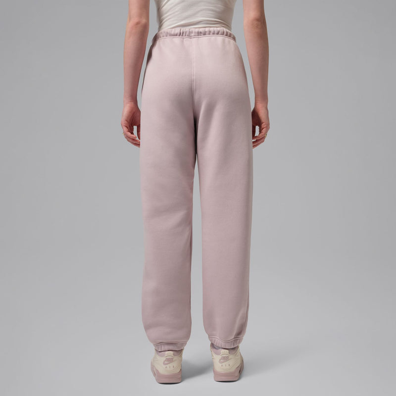 Women's dusty rose fleece jogger pants with elastic waistband and tapered fit