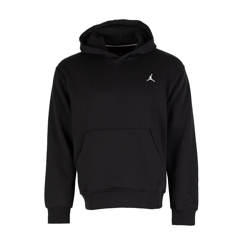 Men's black fleece pullover hoodie with hood and kangaroo pocket