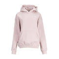 Women's pink fleece pullover hoodie with hood, kangaroo pocket, Jordan logo