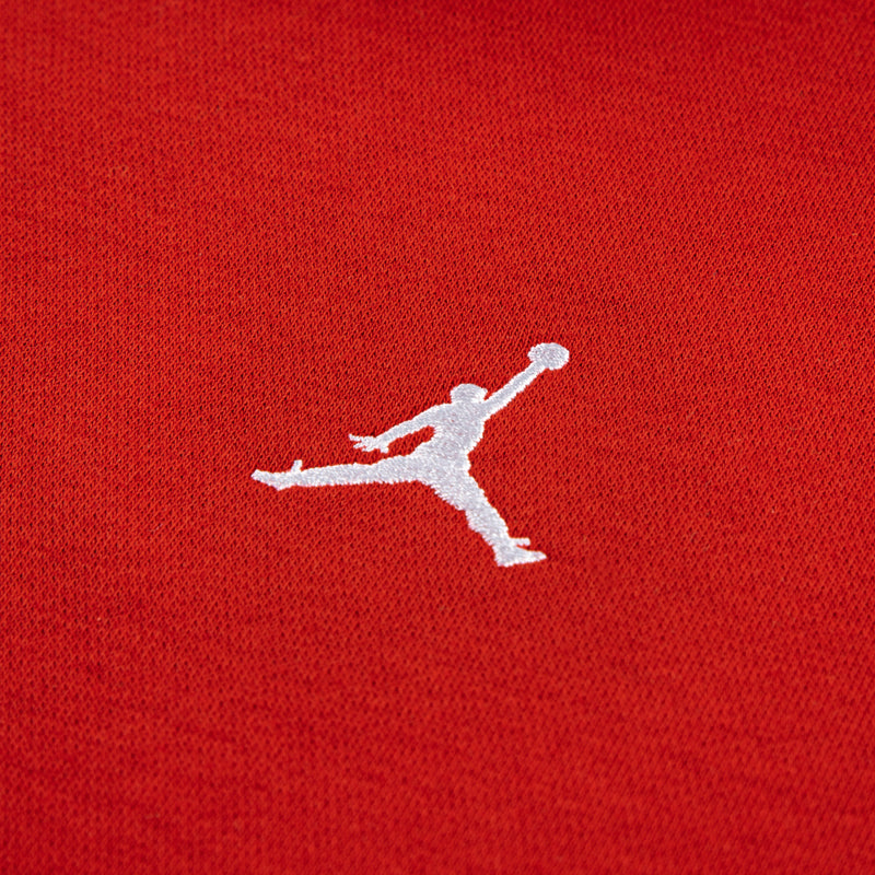 White Jumpman logo on red fleece youth hoodie