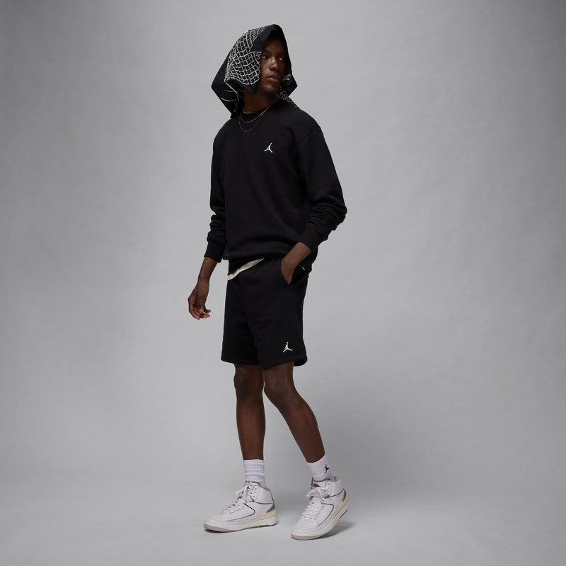 Men's black fleece shorts with drawstring waistband and side Jordan logo.
