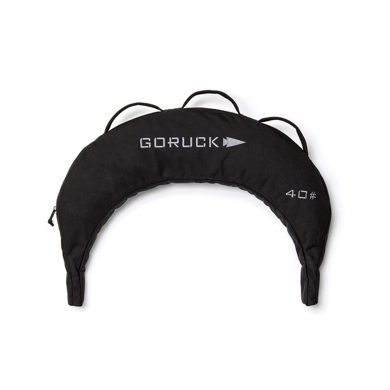 The Bulgarian Sandbag in black weighs 40 pounds, features a crescent shape and three top handles—ideal for versatile sandbag workouts.