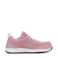 Pink lace-up athletic sneaker with padded collar and cushioned midsole