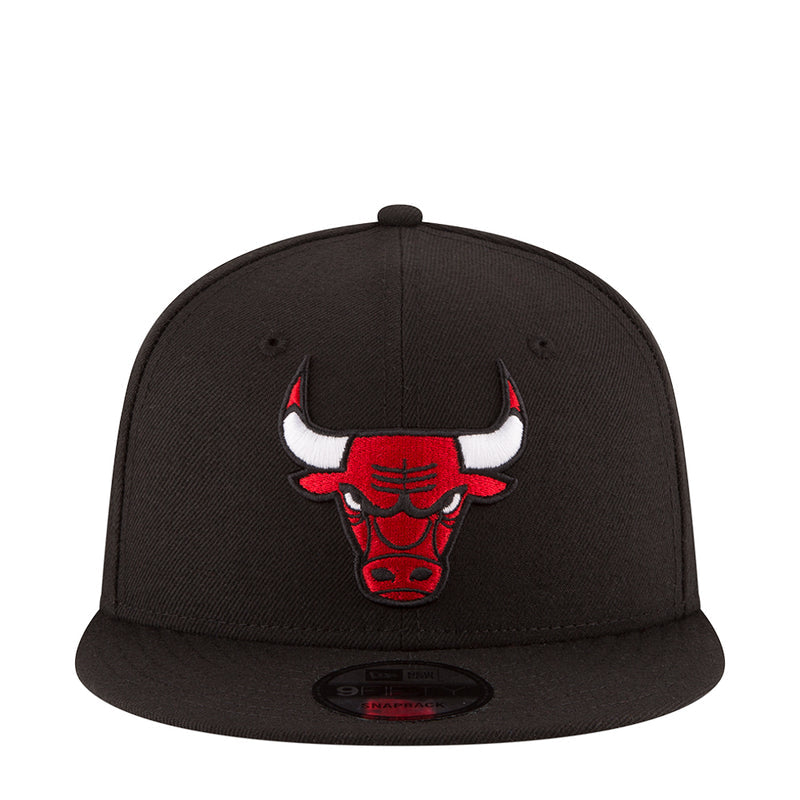 Black baseball cap with red-and-white bull head logo on the front panel
