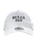White baseball cap with Bulls Fan embroidery and adjustable strap