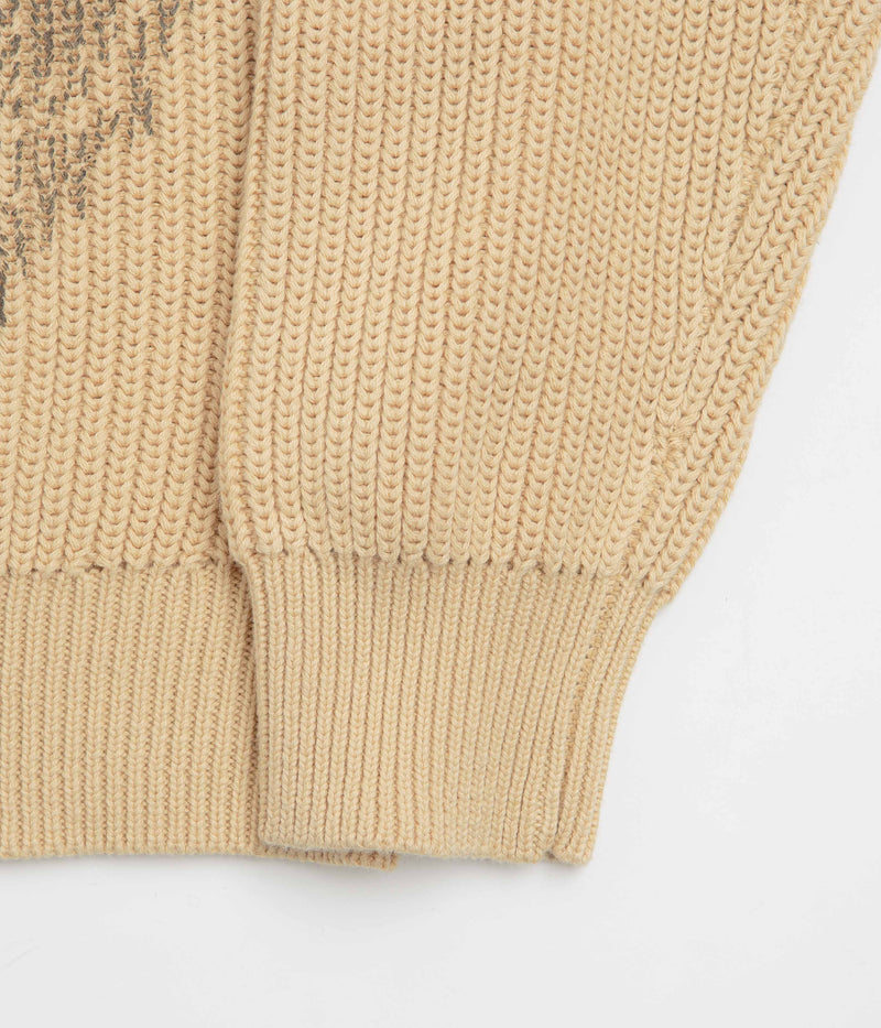 Butter Goods Dragon Zip-Thru Knit Sweatshirt in Sand