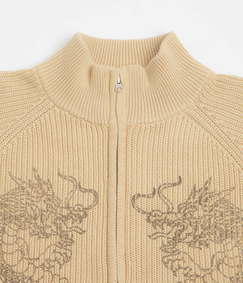 Butter Goods Dragon Zip-Thru Knit Sweatshirt in Sand