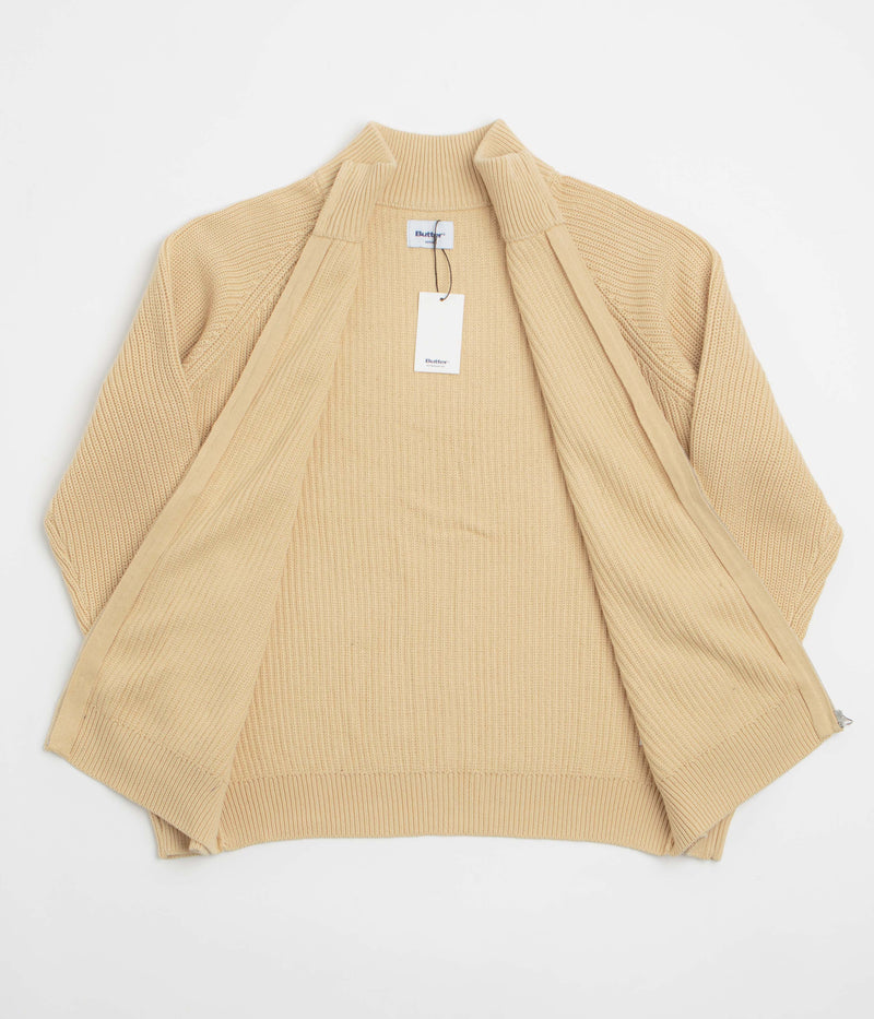 Butter Goods Dragon Zip-Thru Knit Sweatshirt in Sand