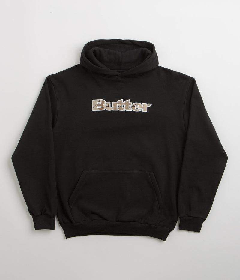 Butter Goods Logo Camo Applique Hoodie in Black